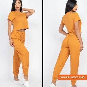 Baby-Tee Jogger Two Piece Set - Baby Tee Top - Jogger Set - Women's Jogger